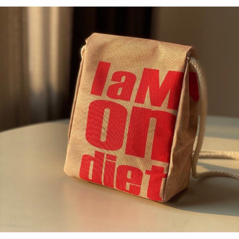 NWOT Canvas McDonalds I am on diet Tote Bag (adjustable straps)
